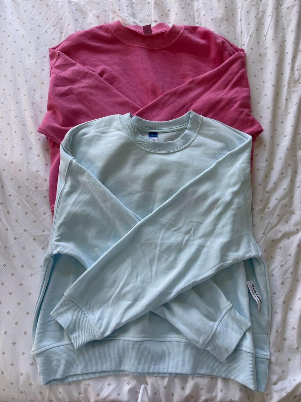 Old Navy Pink and Light Blue Crewneck Sweatshirts